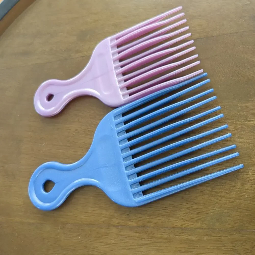 2 Vintage Conair hair pick lot lift style comb styling sparkle blue and pink